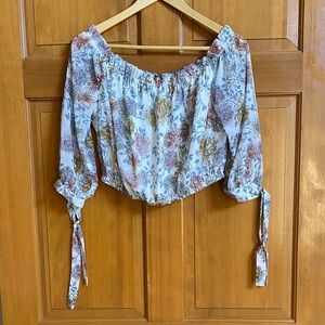 J.O.A. Floral Off-Shoulder Blouse and Skirt Set